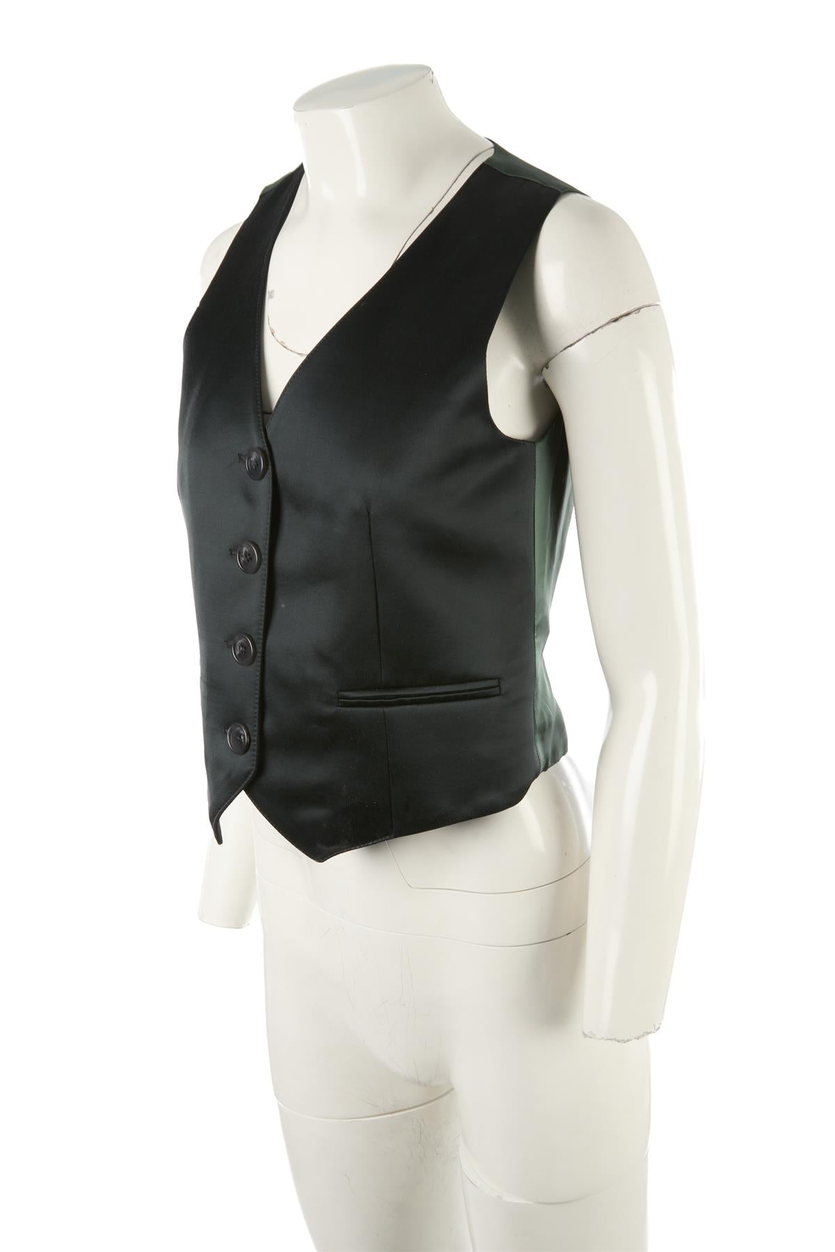 BELLA FREUD GREEN SATIN WAISTCOAT UK 8