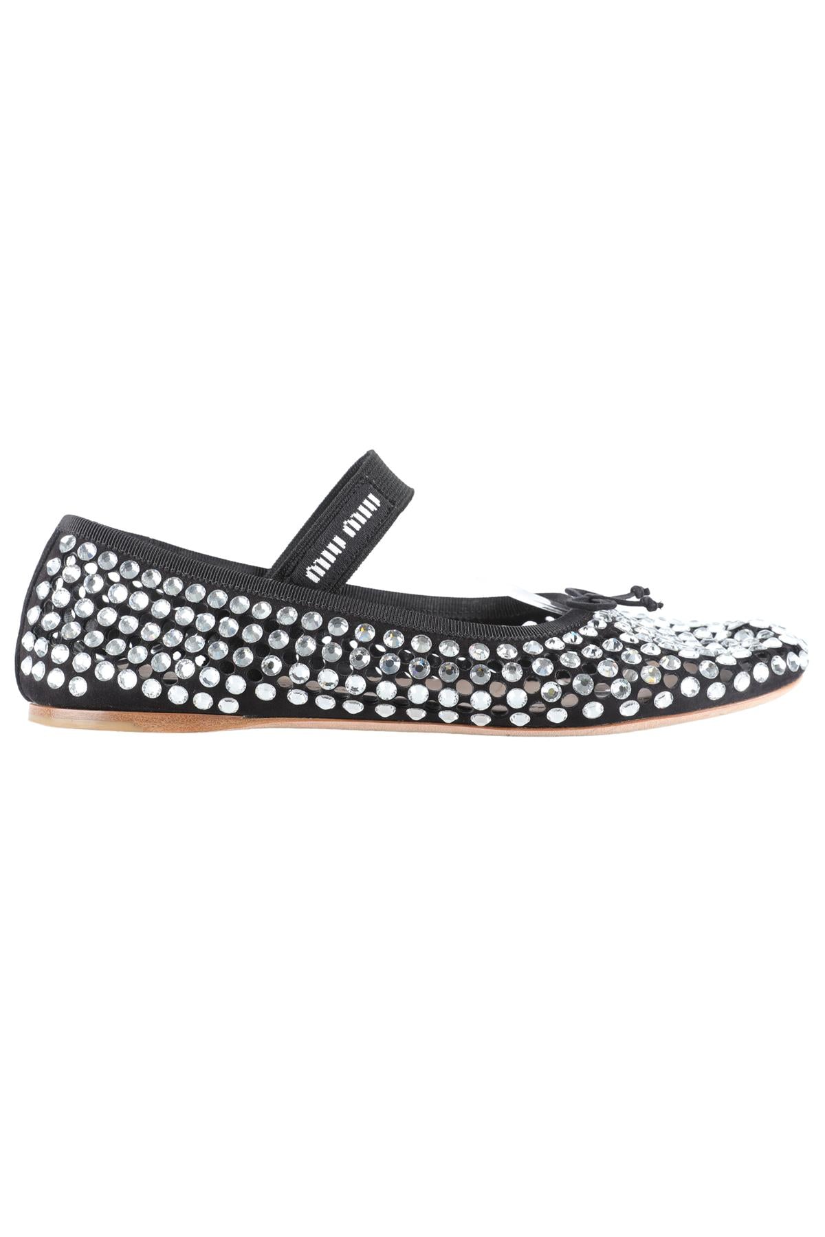 MIU MIU BLACK CRYSTAL BALLET FLATS EU 39.5 UK 6.5 US 9.5