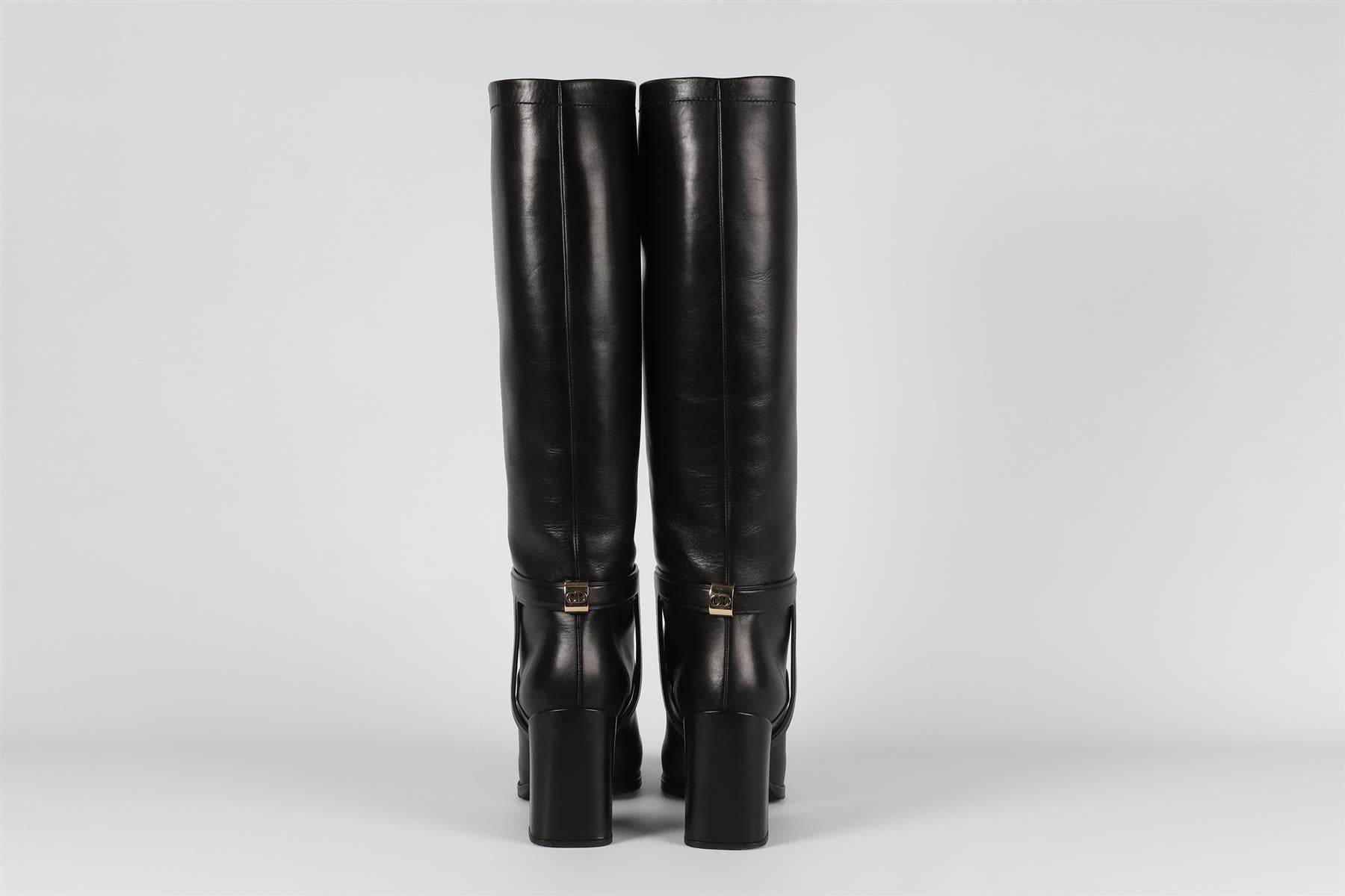 CHRISTIAN DIOR BLACK LEATHER KNEE HIGH BOOTS EU 39 UK 6 US 9