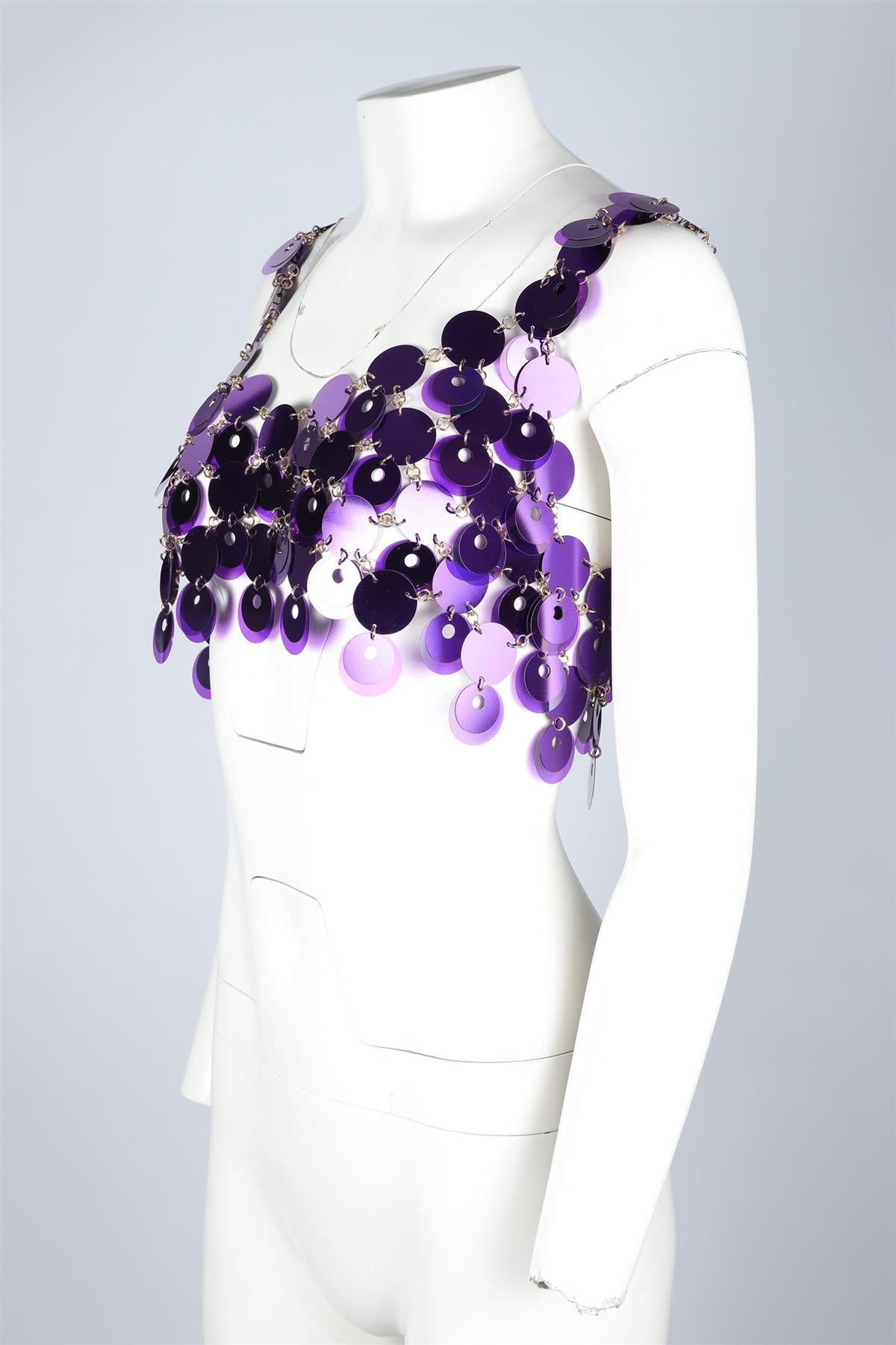 RABANNE + H&M PUPLE SEQUIN TOP XSMALL/SMALL
