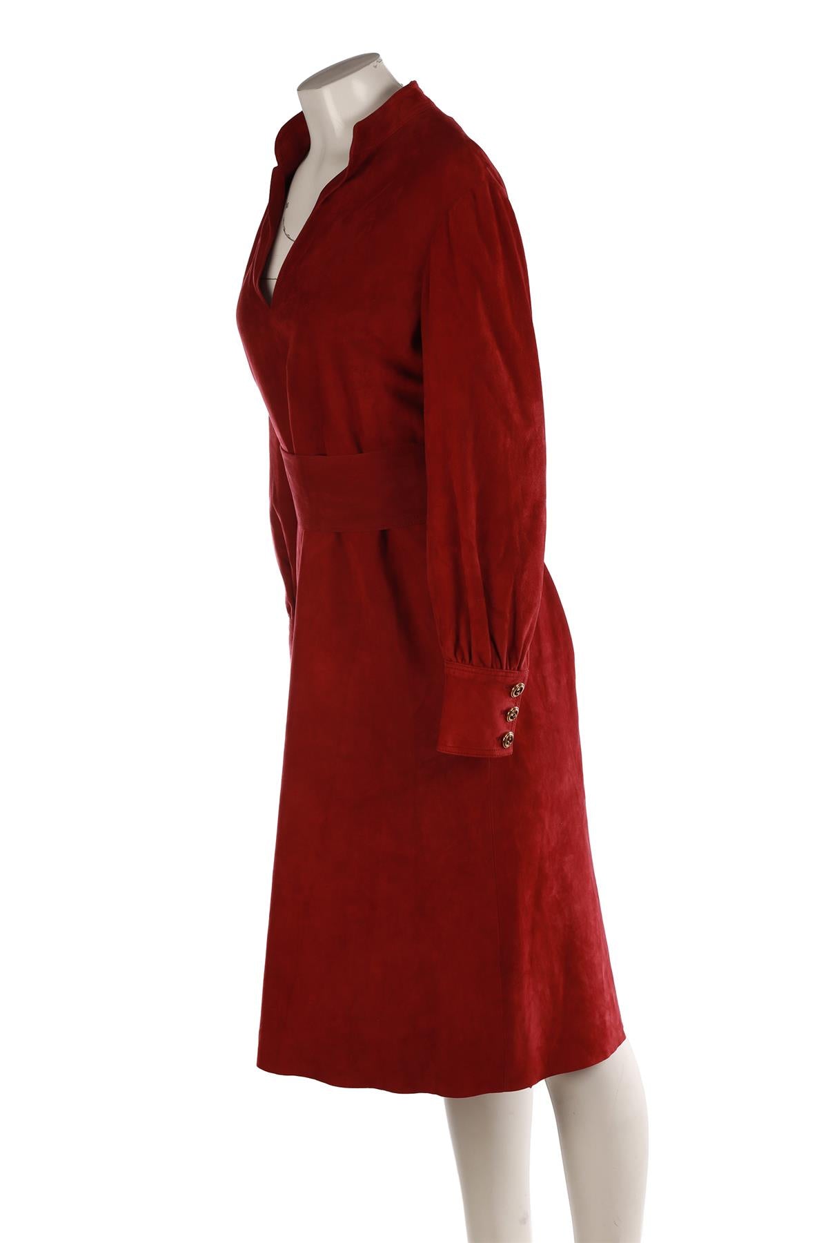 GUCCI RED SUEDE MIDI DRESS IT 42 UK 10