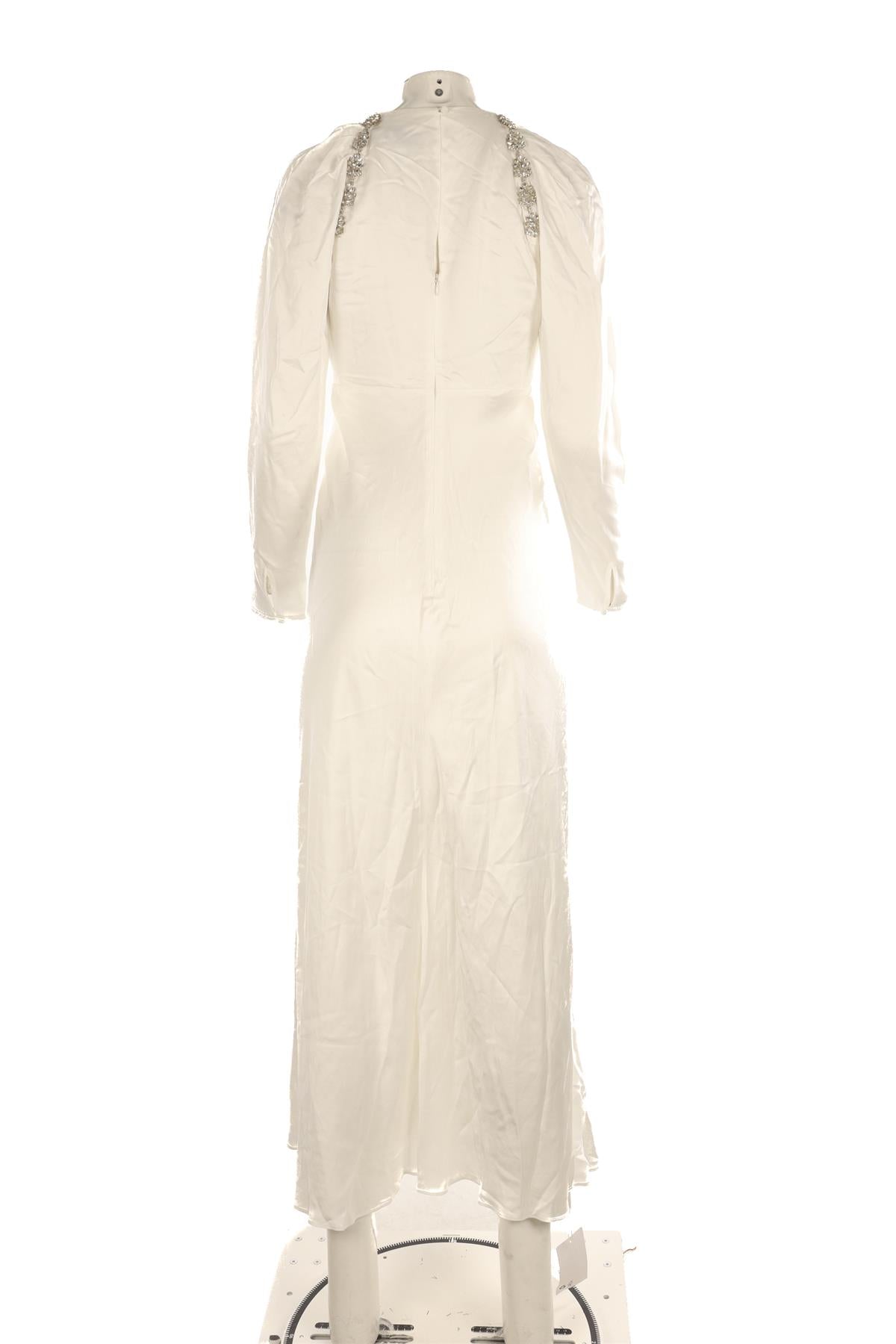 SELF-PORTRAIT WHITE SATIN MAXI DRESS UK 8