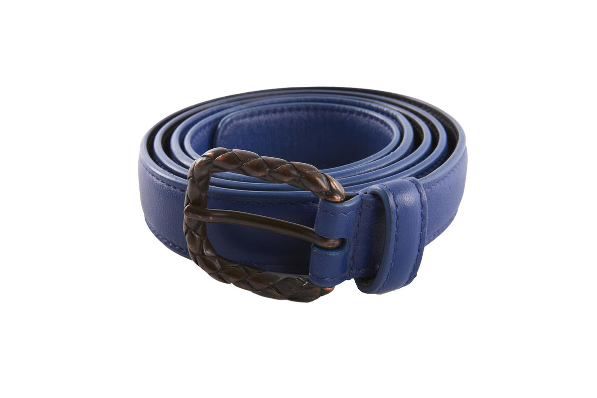 BOTTEGA VENETA BLUE LEATHER BELT 90CM
