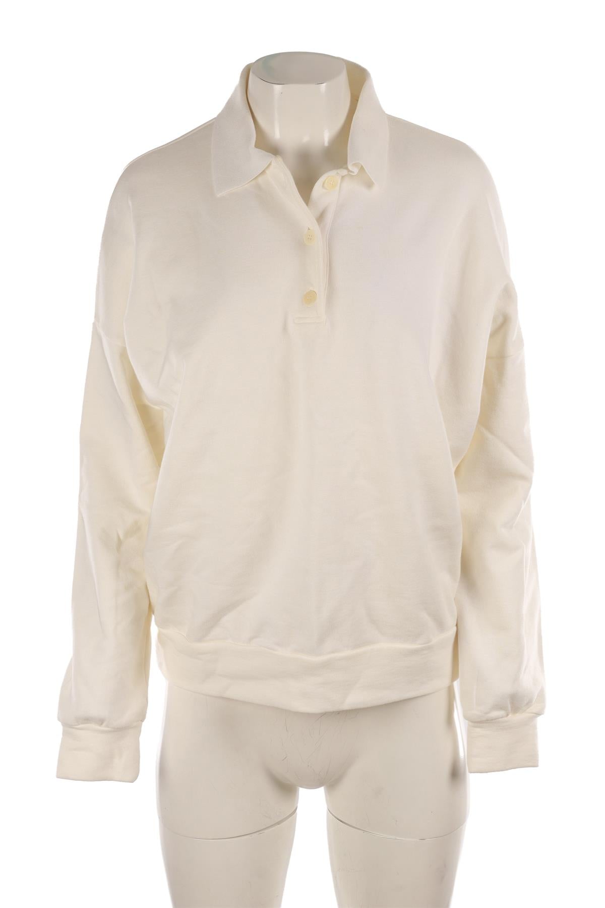 THE ROW WHITE COTTON POLO SWEATSHIRT XSMALL