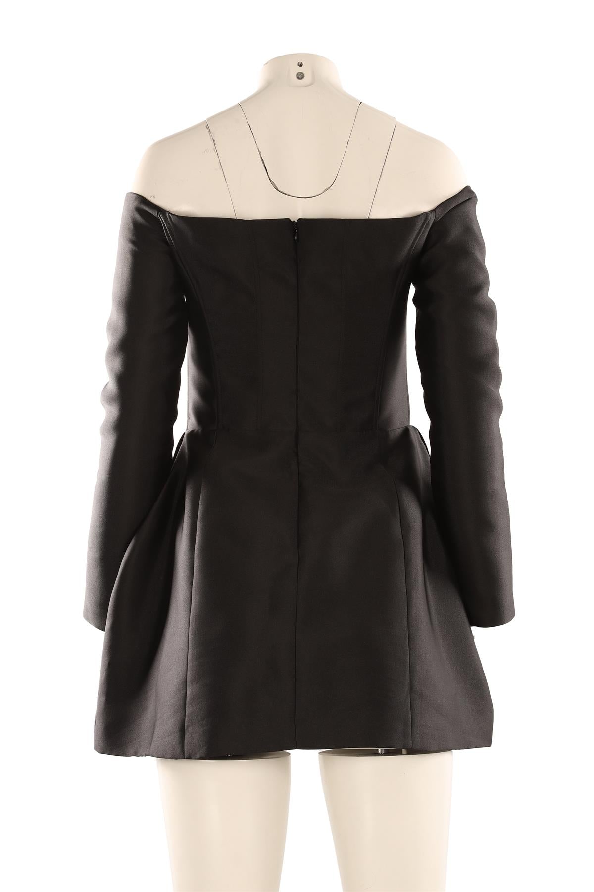 SILVIA ASTORE BLACK SATIN MINI DRESS IT 40 UK 8