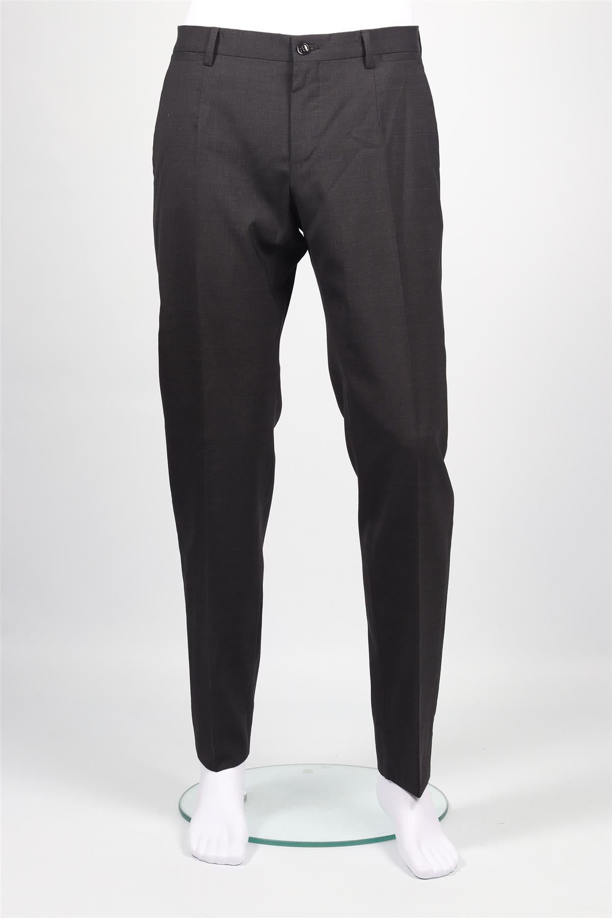 DOLCE & GABBANA GREY MEN'S WOOL BLEND STRAIGHT LEG PANTS IT 48 UK 32