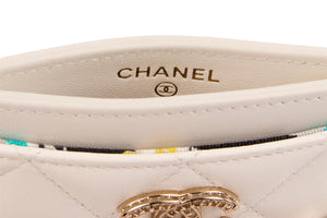 CHANEL WHITE 2025 CC QUILTED LEATHER CARD HOLDER