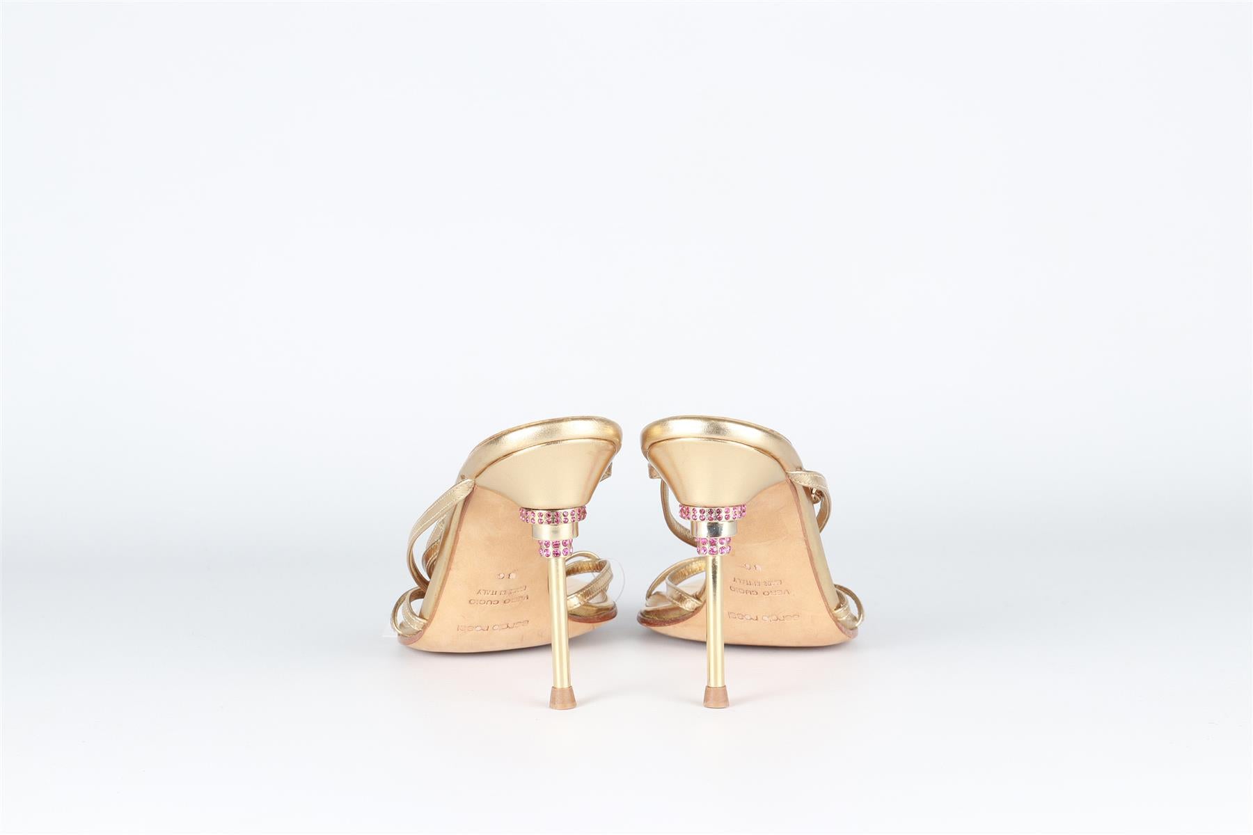 SERGIO ROSSI GOLD LEATHER SANDALS EU 36 UK 3 US 6