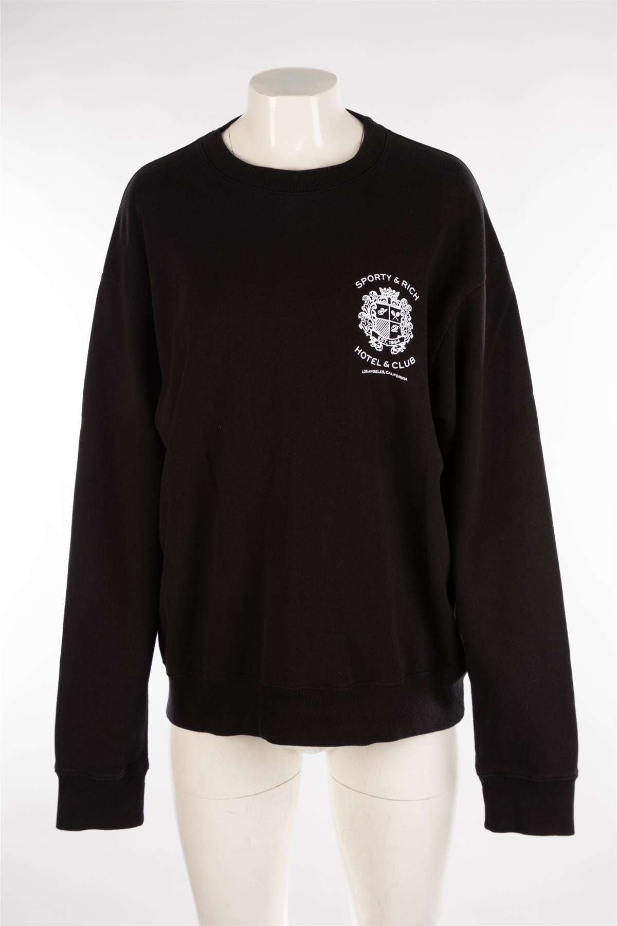 SPORTY & RICH BLACK COTTON SWEATSHIRT MEDIUM