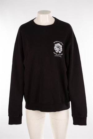 SPORTY & RICH BLACK COTTON SWEATSHIRT MEDIUM