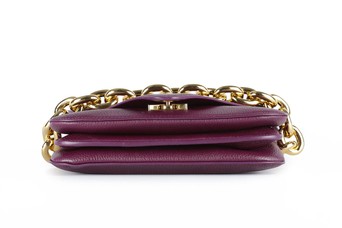 BOTTEGA VENETA PURPLE MOUNT SMALL LEATHER SHOULDER BAG