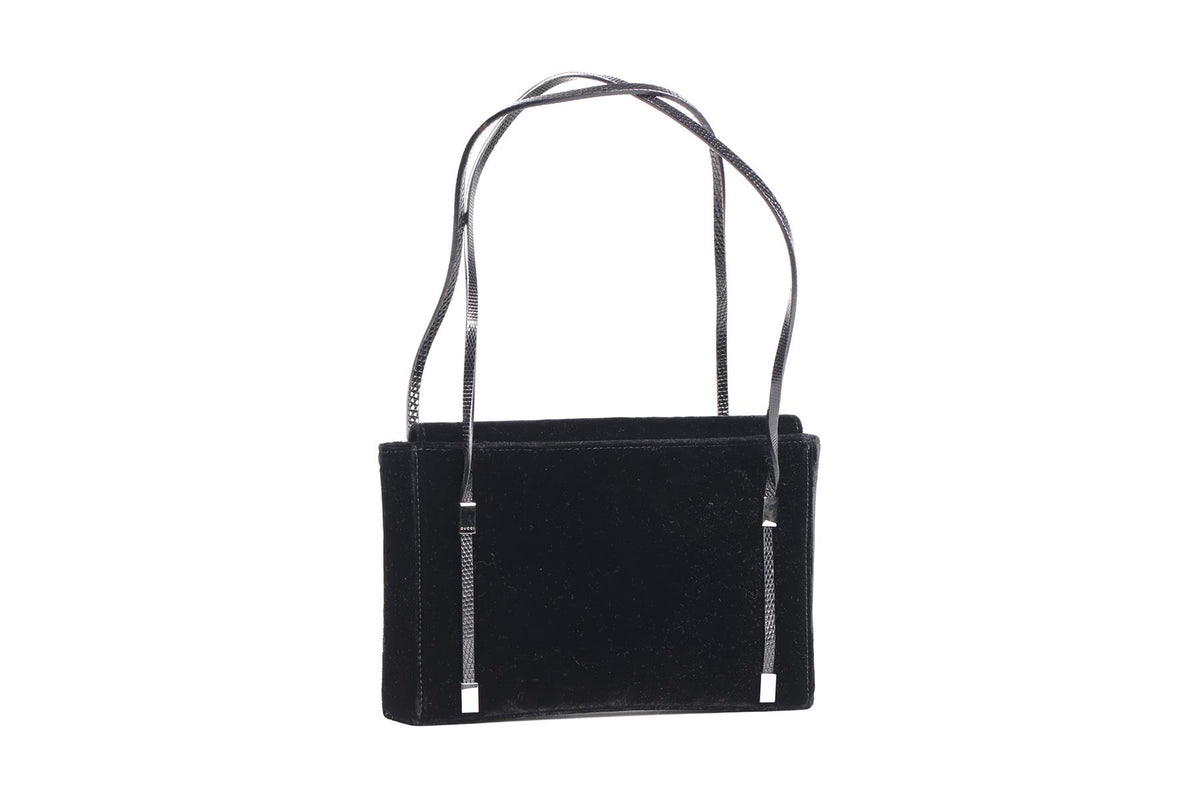 GUCCI BLACK VINTAGE VELVET SHOULDER BAG