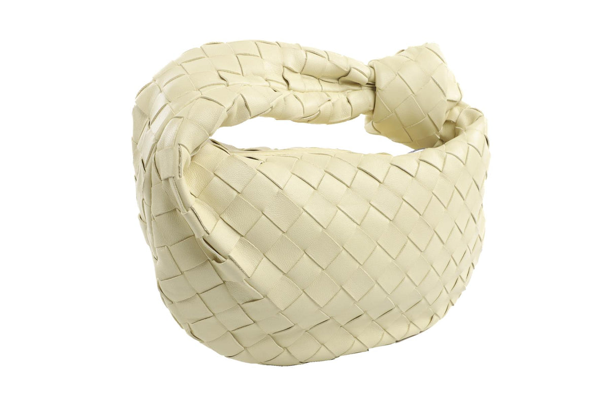 BOTTEGA VENETA YELLOW JODIE MINI INTRECCIATO LEATHER TOTE BAG