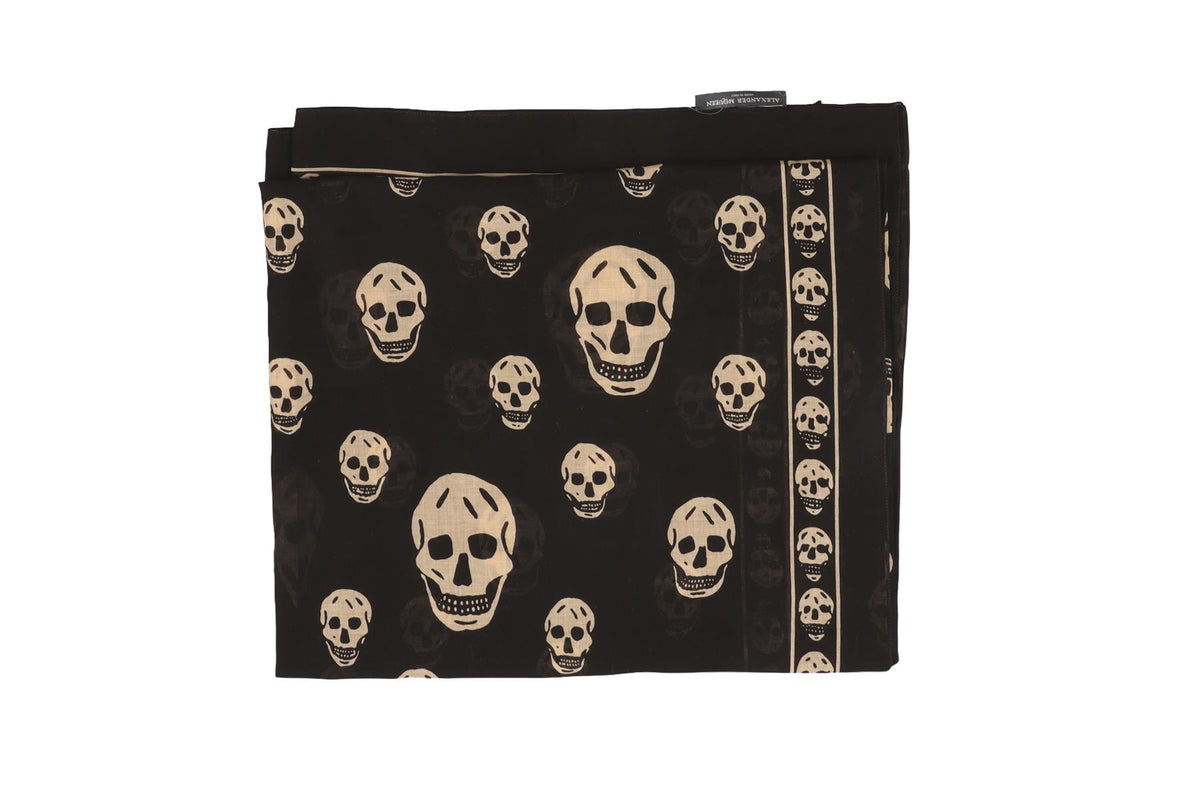 ALEXANDER MCQUEEN BLACK COTTON SCARF