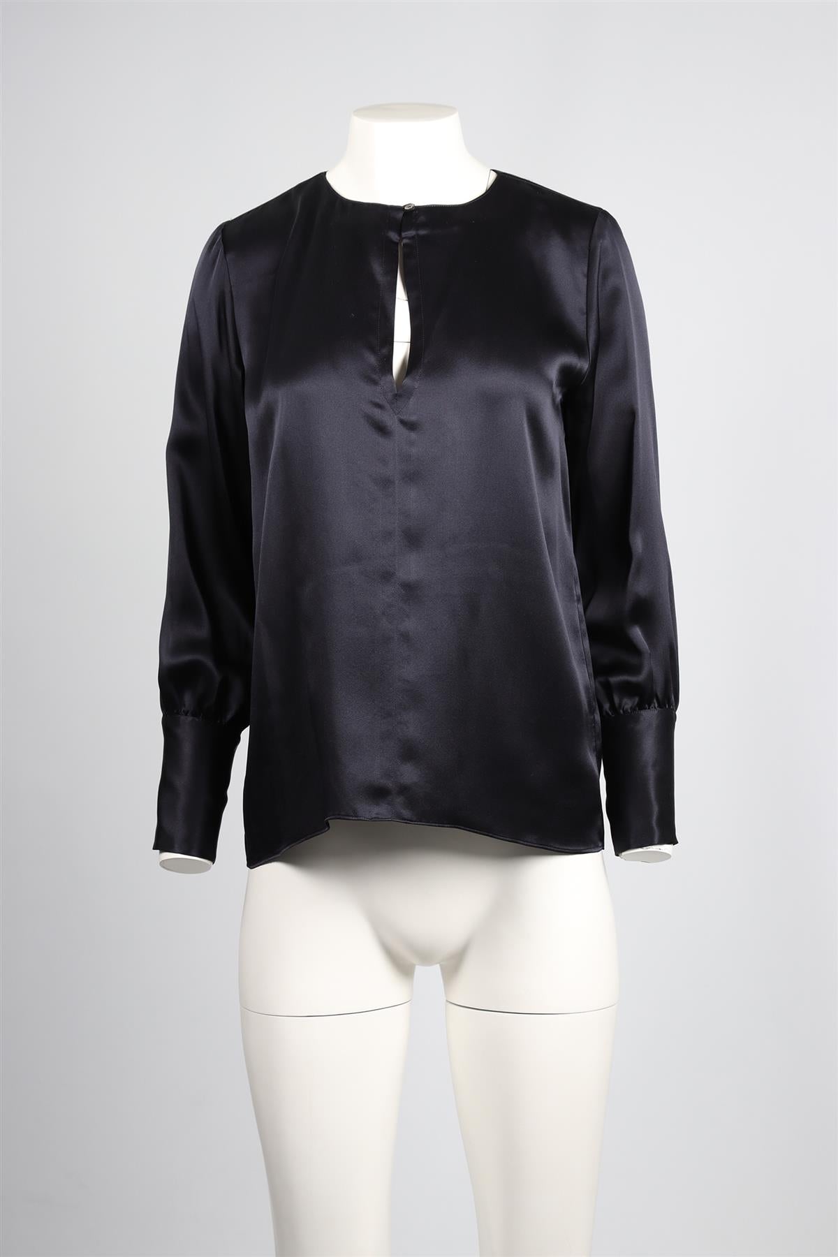 NILI LOTAN NAVY SILK BLEND TOP XSMALL