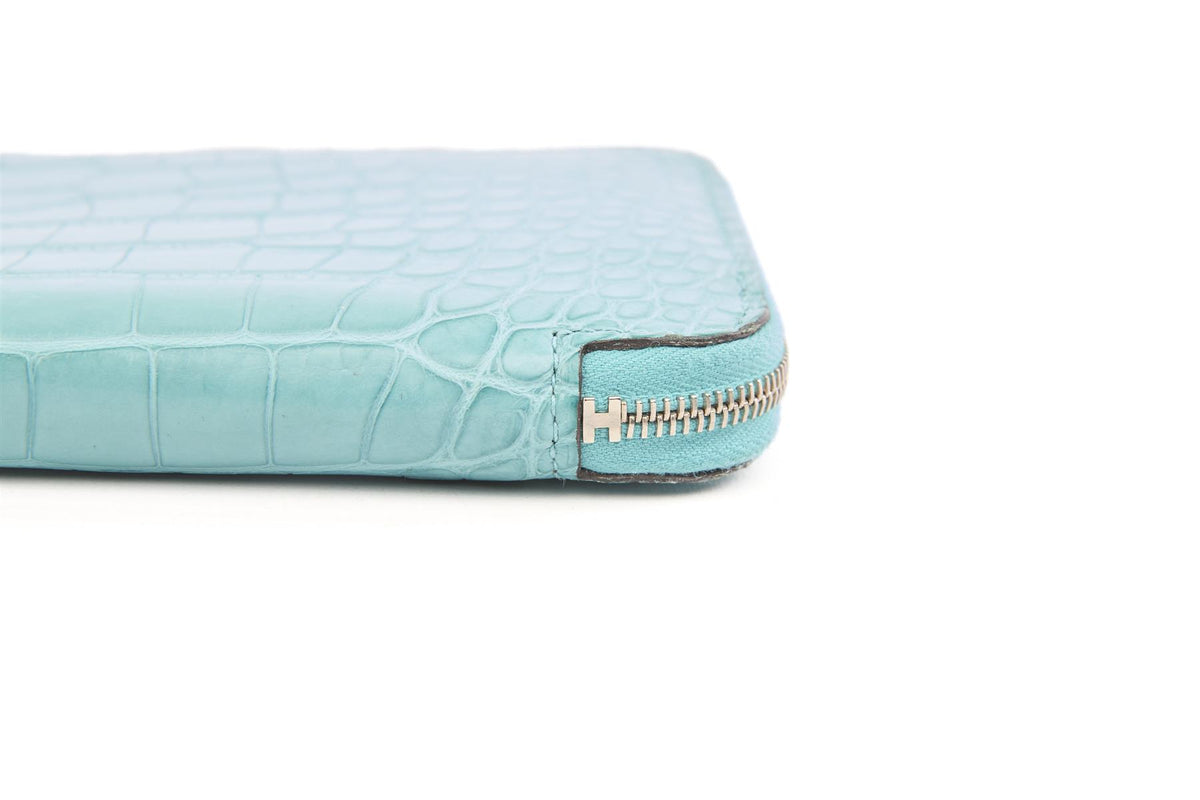 HERMÈS BLUE 2015 AZAP CLASSIC MATTE ALLIGATOR MISSISSIPPIENSIS WALLET