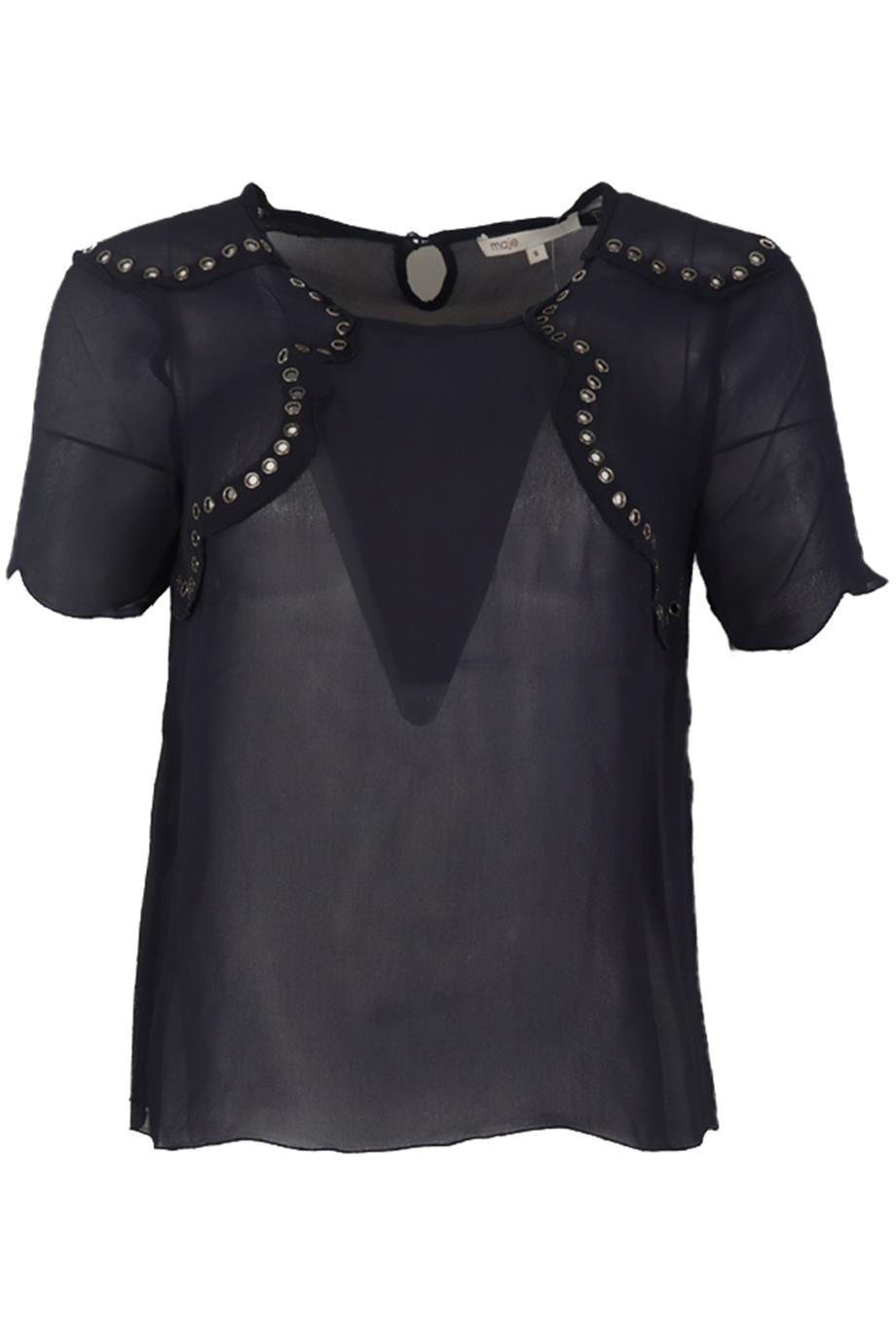MAJE EMBELLISHED CHIFFON TOP SMALL