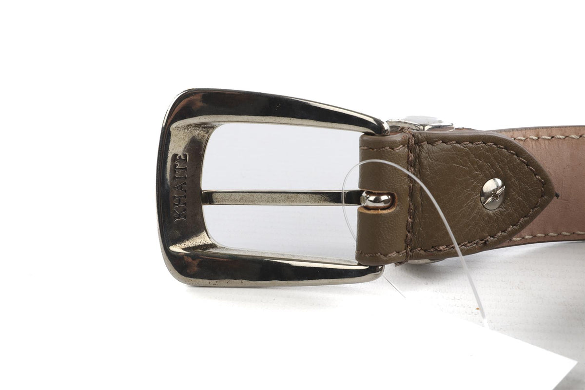 KHAITE TAUPE LEATHER WAIST BELT 75CM