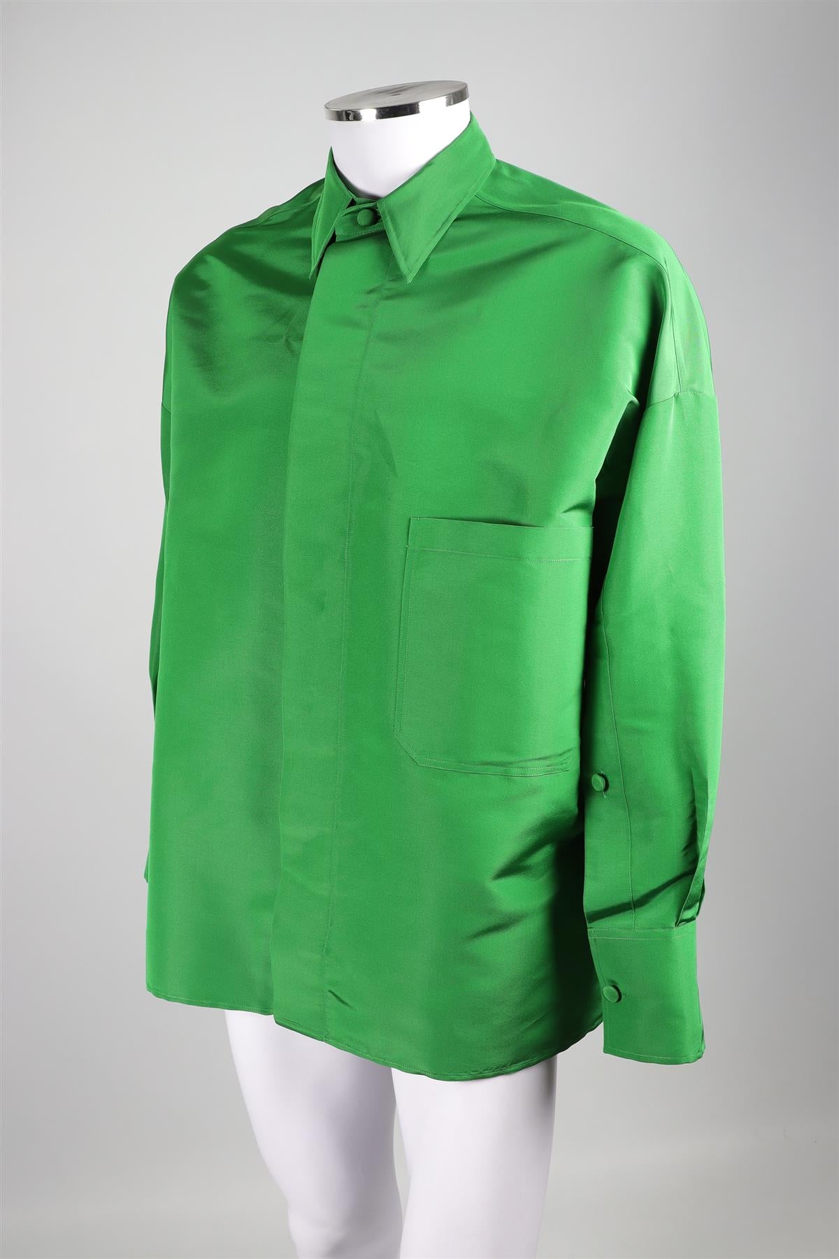 VALENTINO GREEN MEN'S SILK SHIRT IT 48 UK 38
