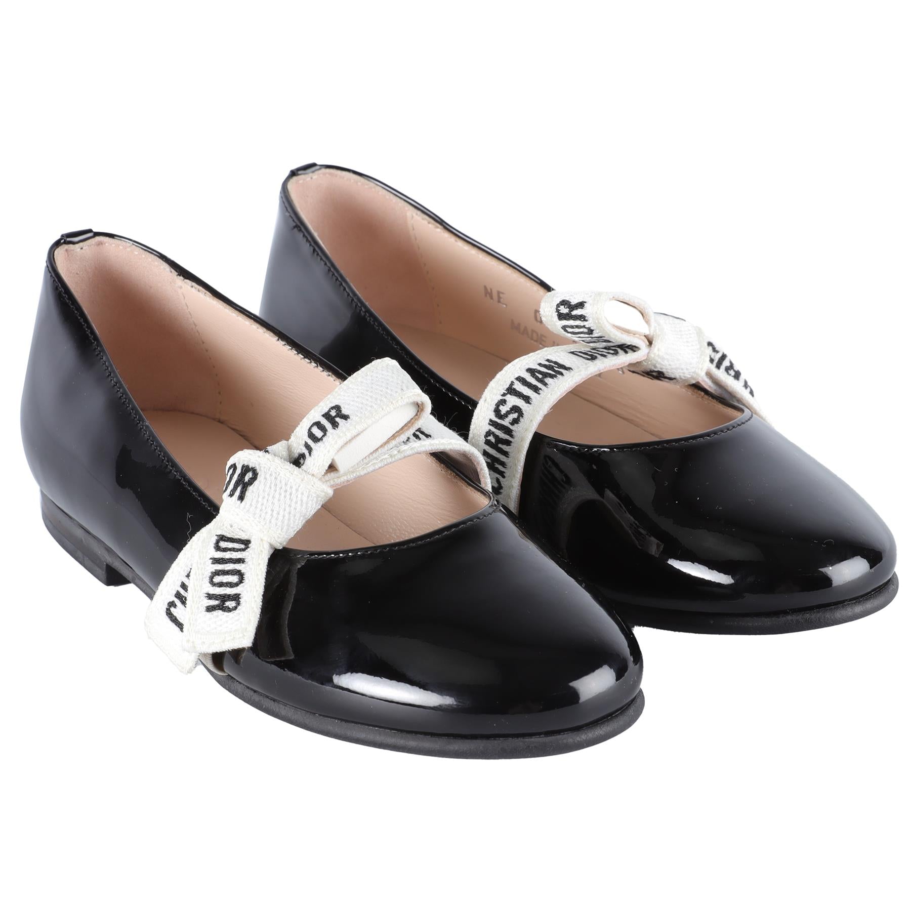 CHRISTIAN DIOR BLACK KIDS GIRLS BALLET FLATS EU 28 UK 10 US 11