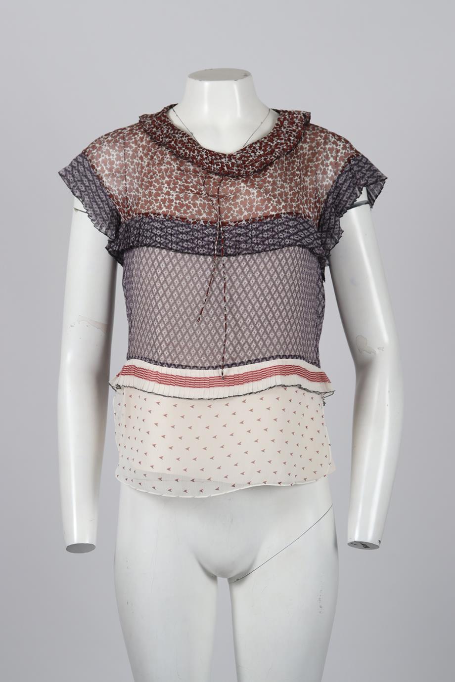 CHLOÉ PRINTED SILK TOP FR 36 UK 8