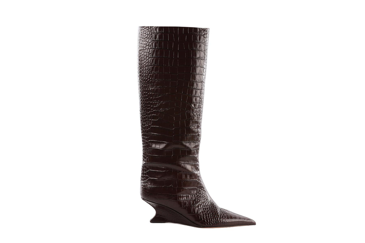 BROWN LEATHER KNEE HIGH BOOTS