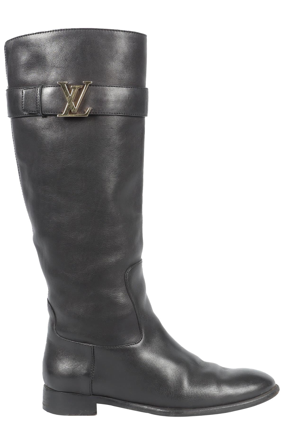 LOUIS VUITTON BLACK LEGACY LEATHER KNEE HIGH BOOTS EU 38 UK 5 US 8