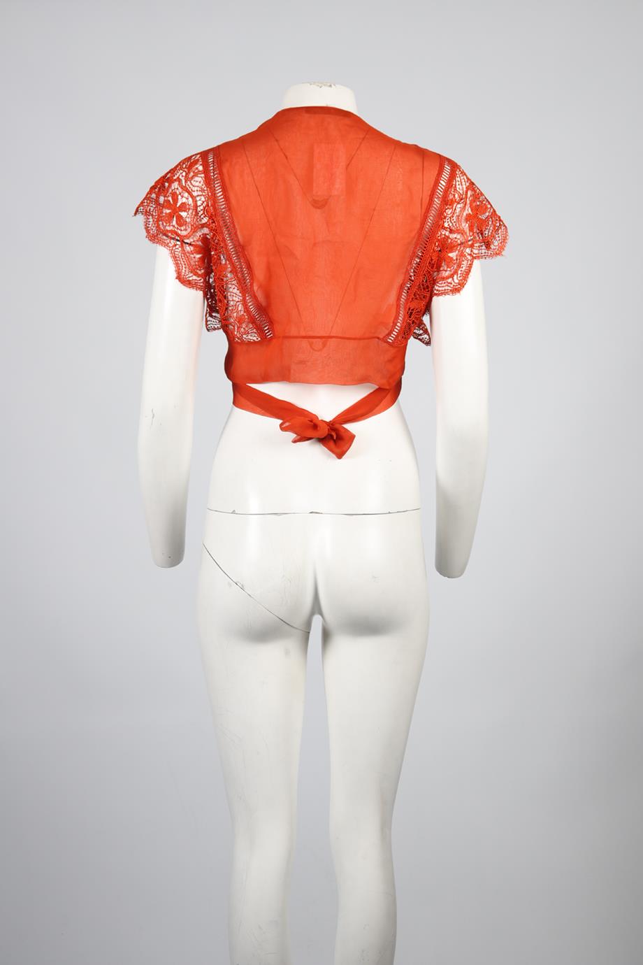 ALBERTA FERRETTI CROPPED LACE AND SILK TOP MEDIUM