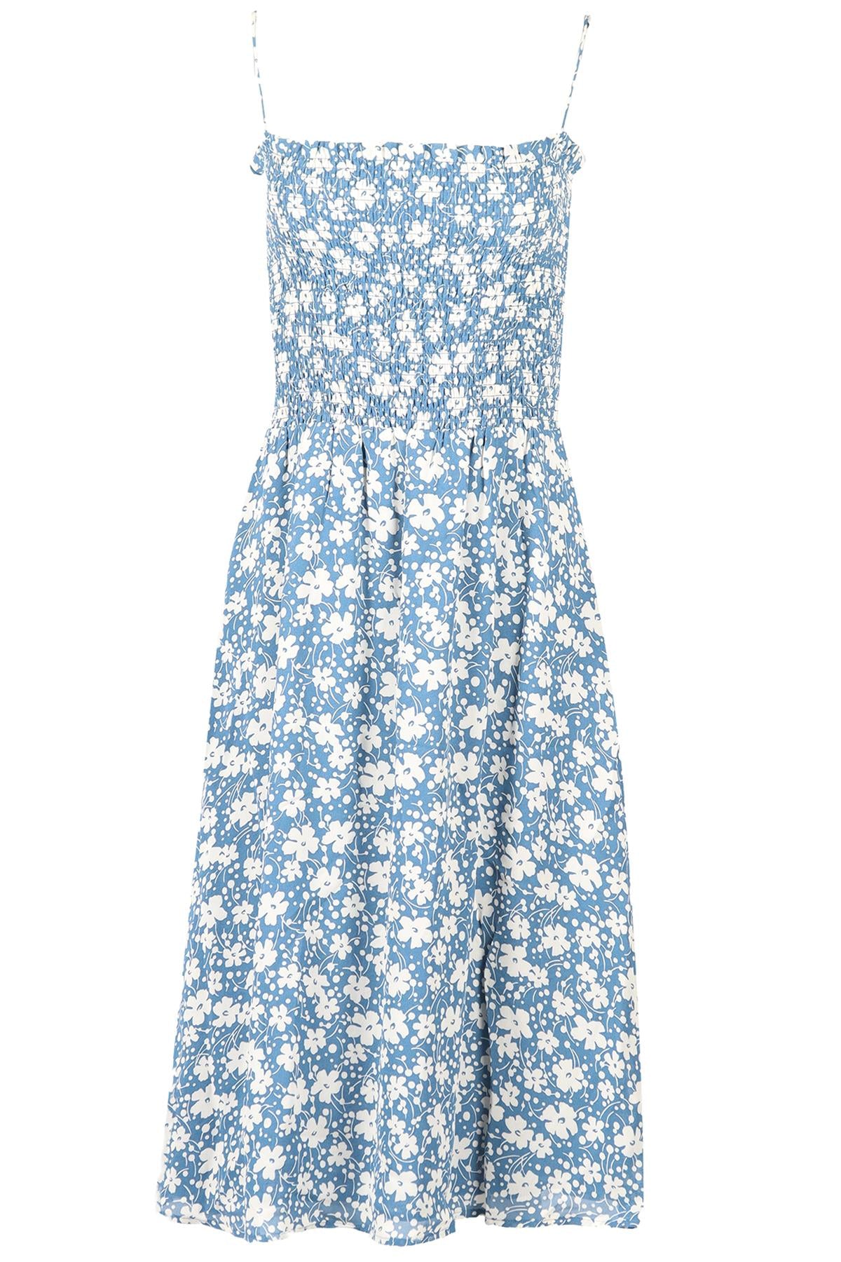 REFORMATION FLORAL PRINT CREPE MIDI DRESS SMALL