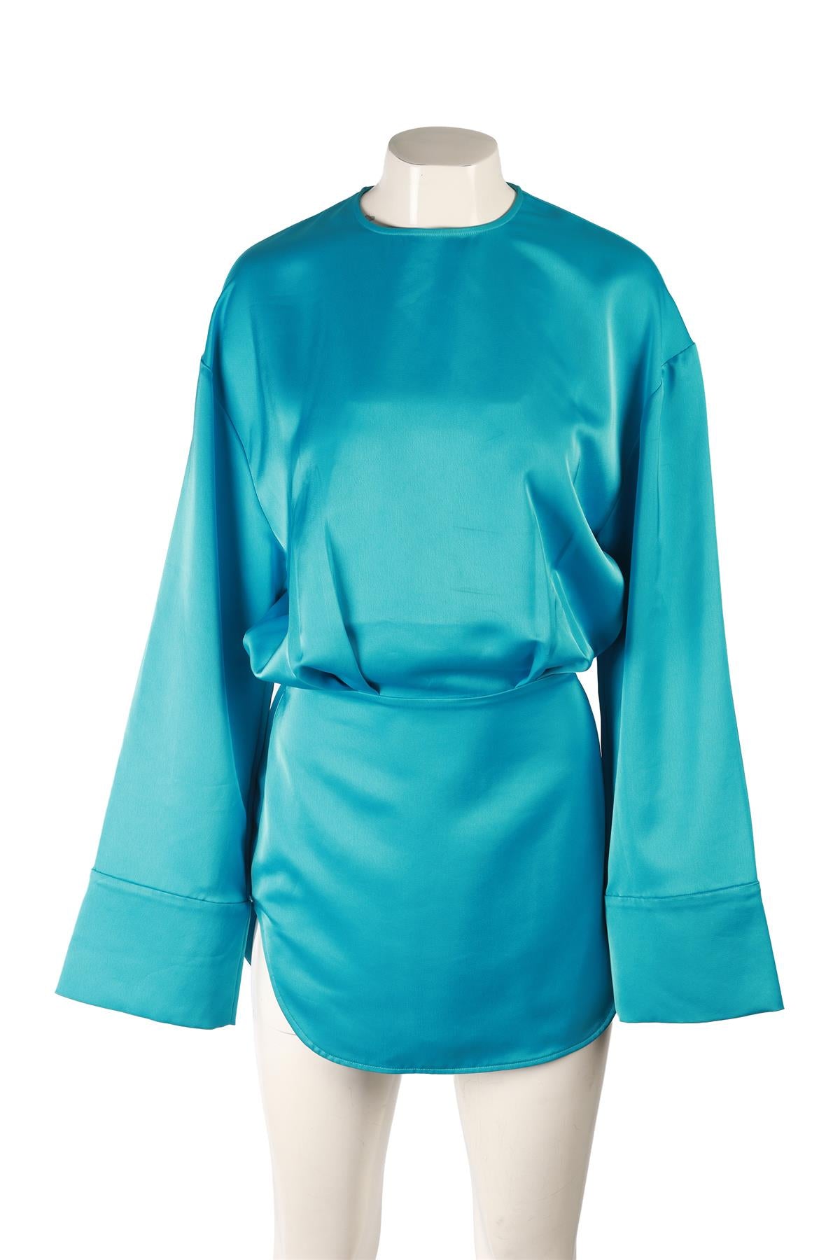 THE ATTICO BLUE SATIN MINI DRESS IT 40 UK 8