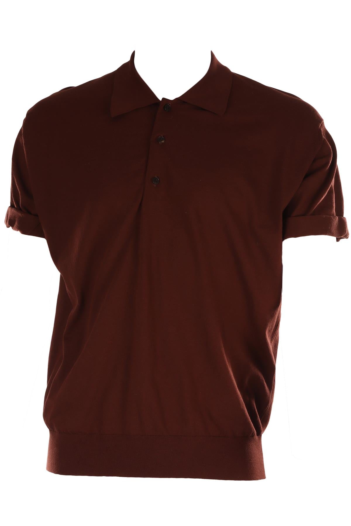 AURALEE BURGUNDY MEN'S COTTON POLO SHIRT JP 4 UK/US 32
