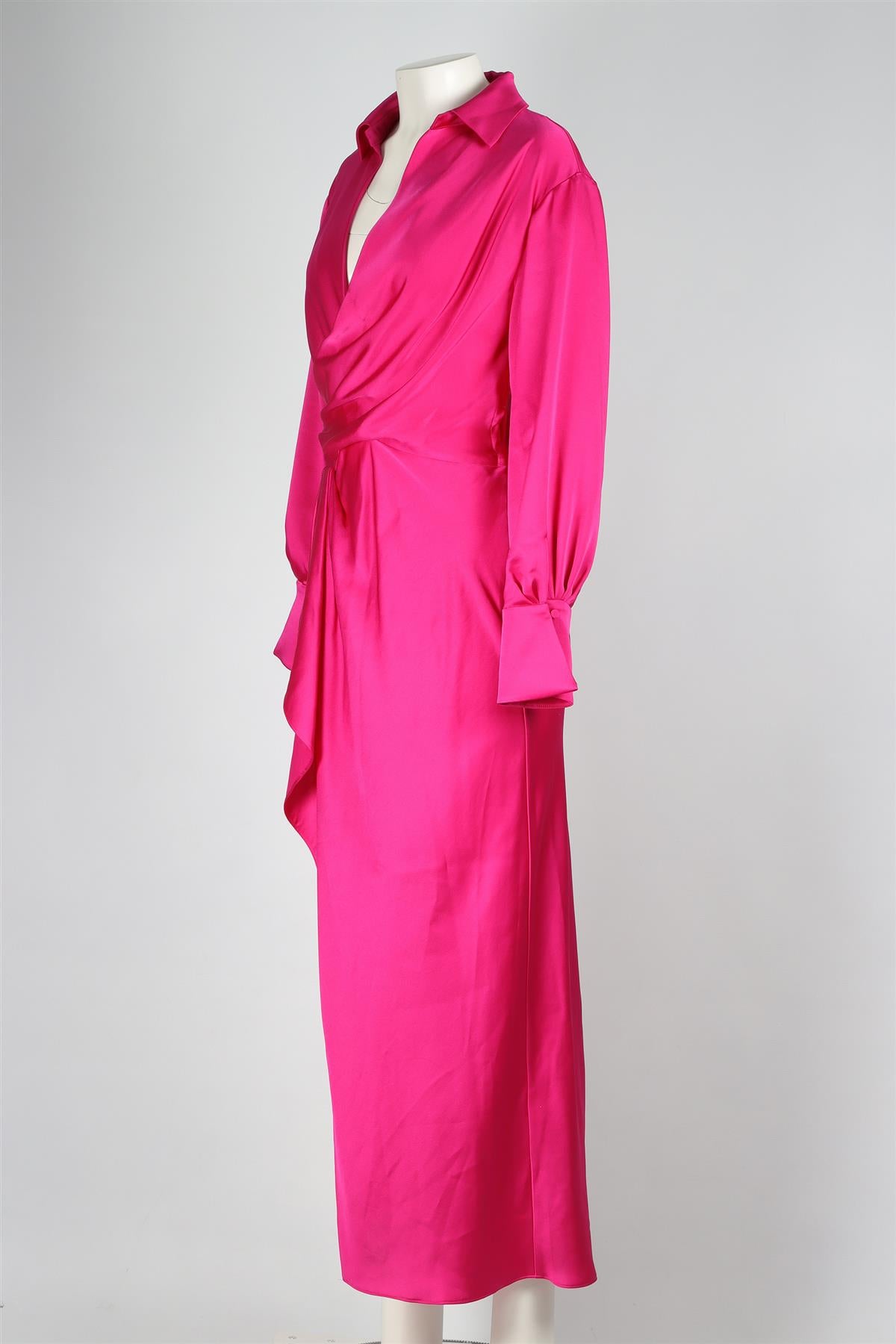 JONATHAN SIMKHAI PINK SATIN MIDI DRESS US 10 UK 14