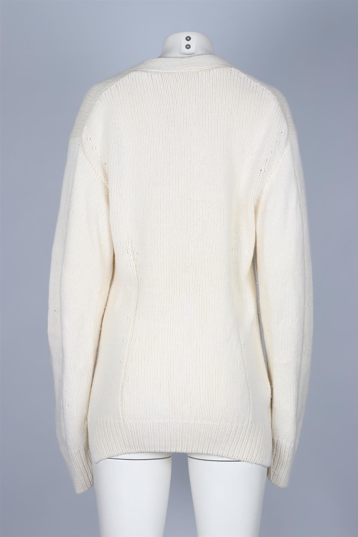 HELMUT LANG IVORY WOOL BLEND CARDIGAN LARGE