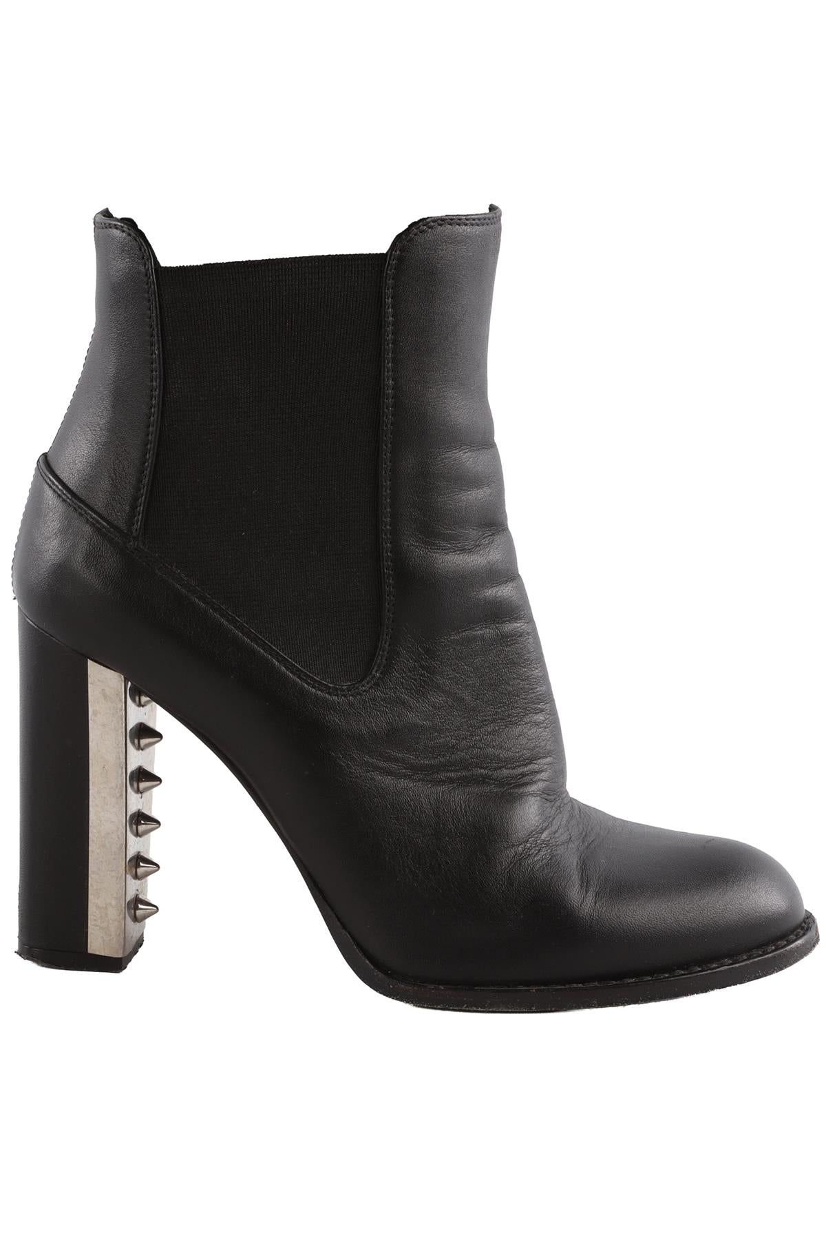 ALEXANDER MCQUEEN BLACK LEATHER ANKLE BOOTS EU 37 UK 4 US 7