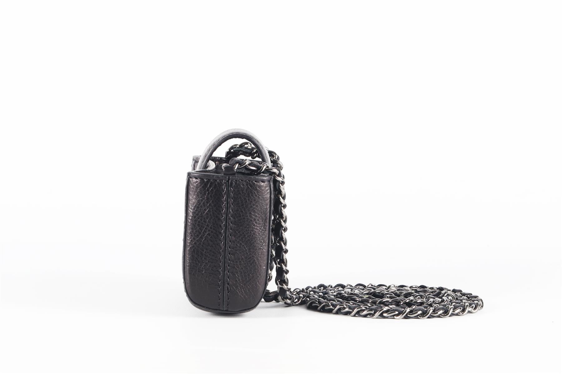 CHANEL BLACK 2011 O-PHONE HOLDER QUILTED SHOULDER BAG