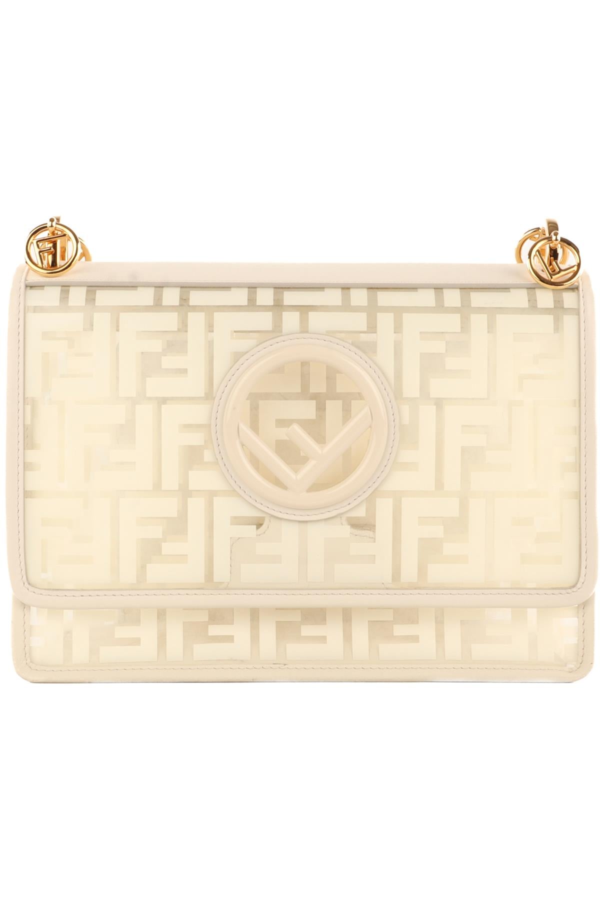 FENDI ECRU KAN I LARGE FF PVC SHOULDER BAG
