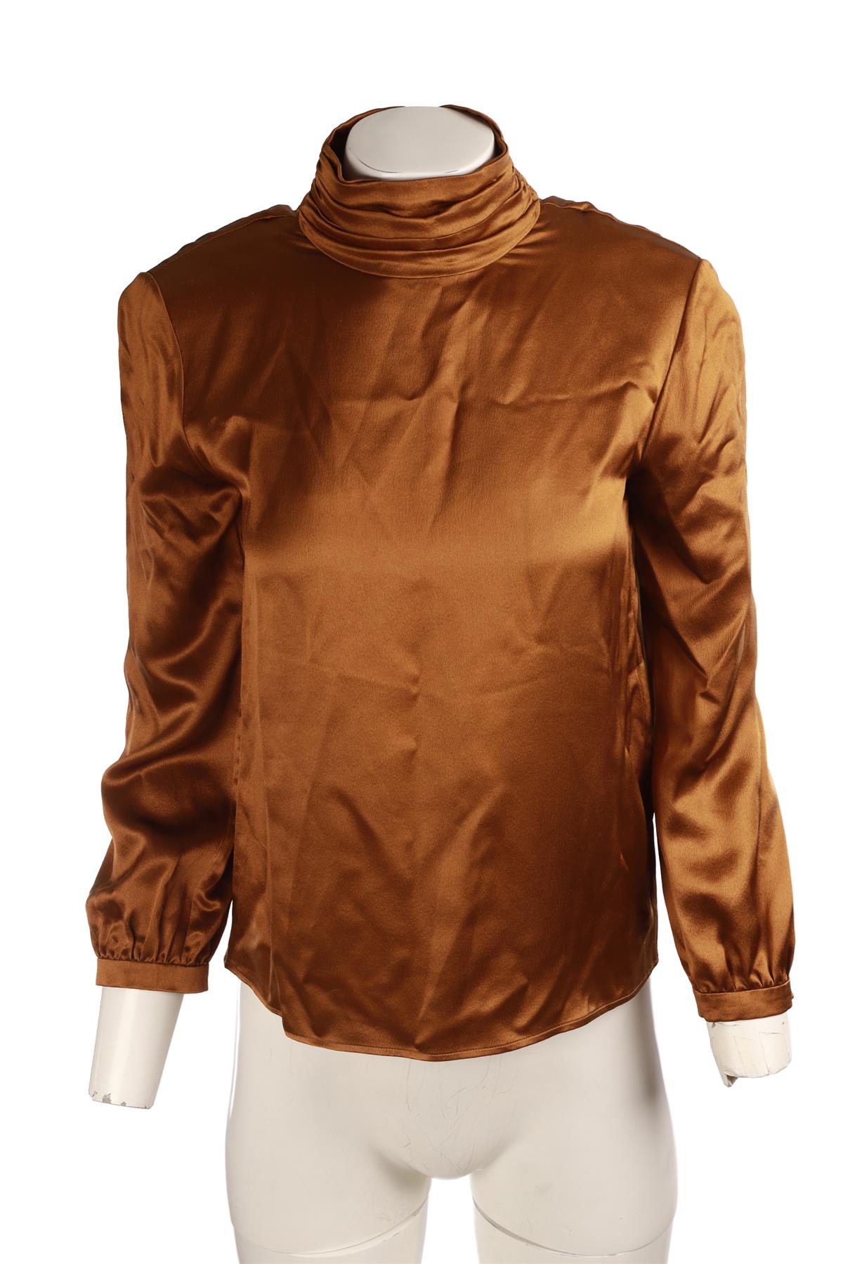 SAINT LAURENT GOLD SILK TOP FR 36 UK 8