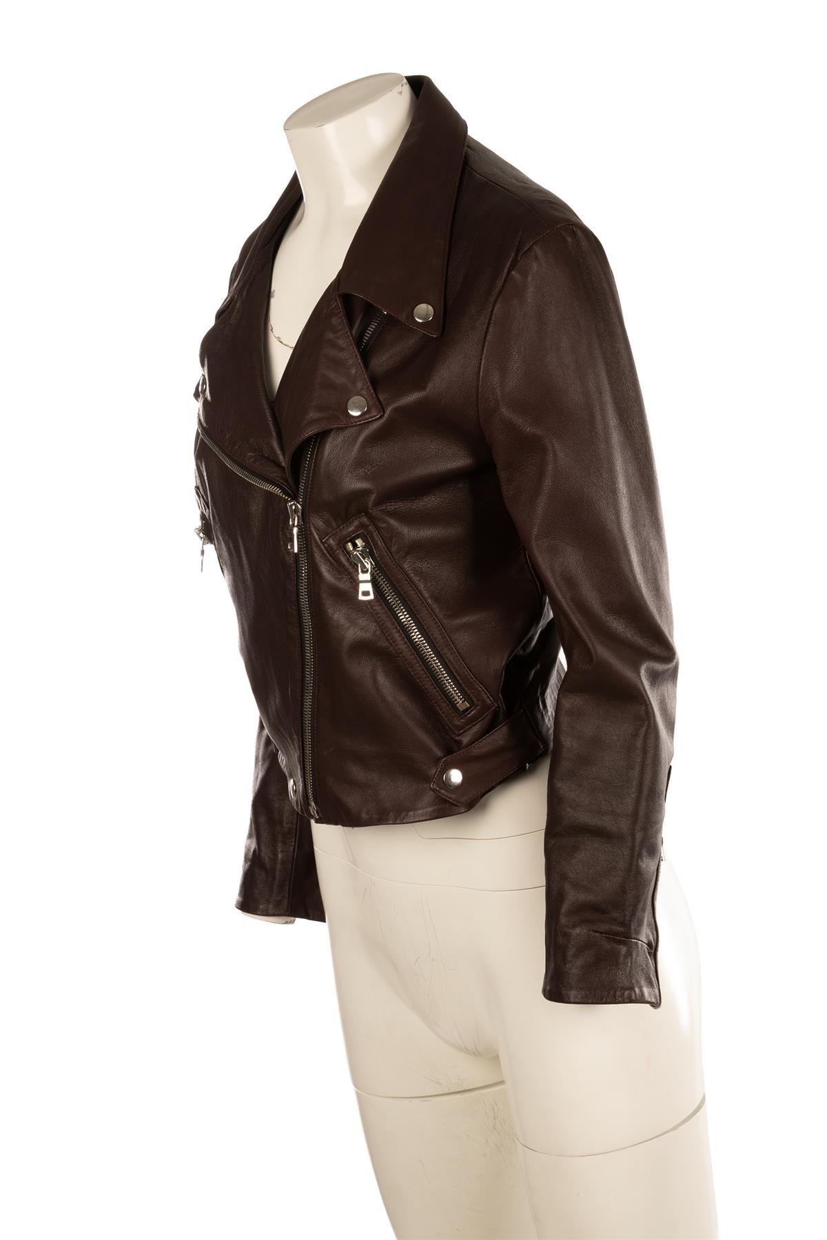REFORMATION BURGUNDY LEATHER JACKET XSMALL