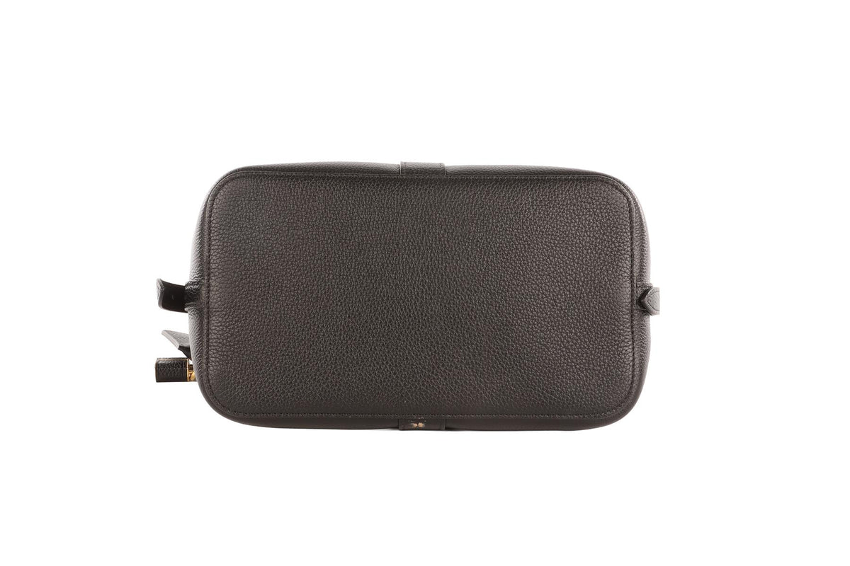 CELINE BLACK CABAS DE FRANCE SMALL LEATHER TOTE BAG