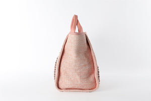 CHANEL PINK 2017-2018 DEAUVILLE MEDIUM FABRIC TOTE BAG