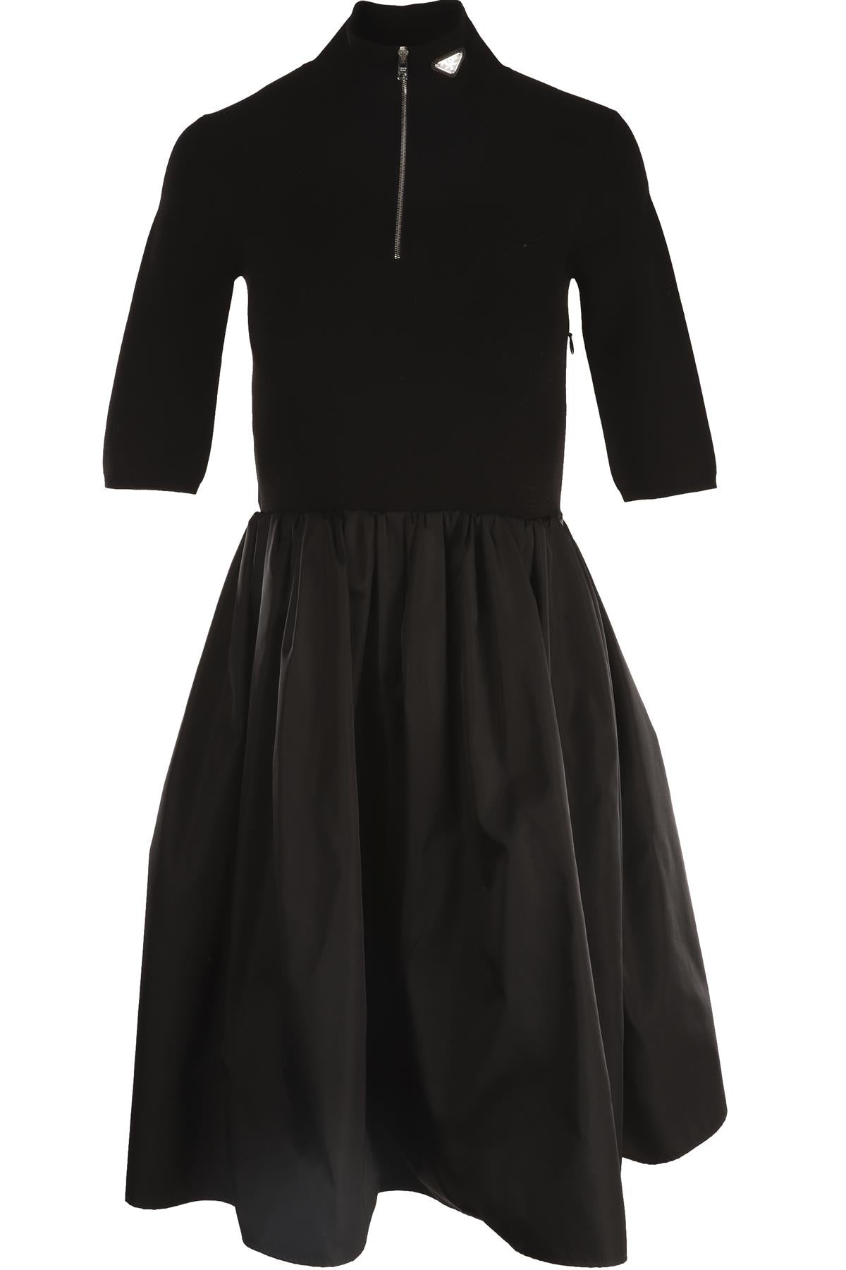 PRADA BLACK NYLON MIDI DRESS IT 38 UK 6