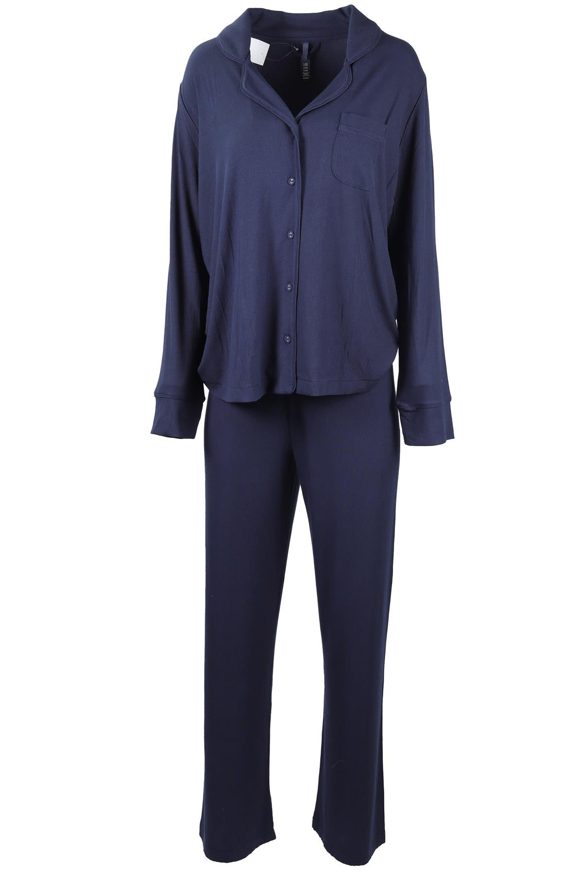 SKIMS NAVY KNIT PYJAMA SETS MEDIUM