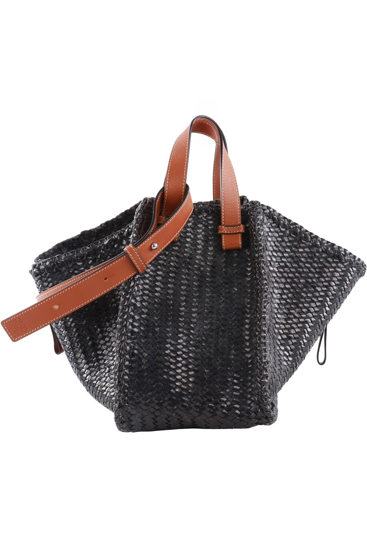 LOEWE NAVY HAMMOCK MEDIUM LEATHER TOTE BAG