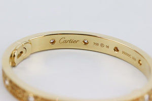 CARTIER LOVE 18K YELLOW GOLD, DIAMOND AND SPESSARTITE GARNET BRACELET 16 CM