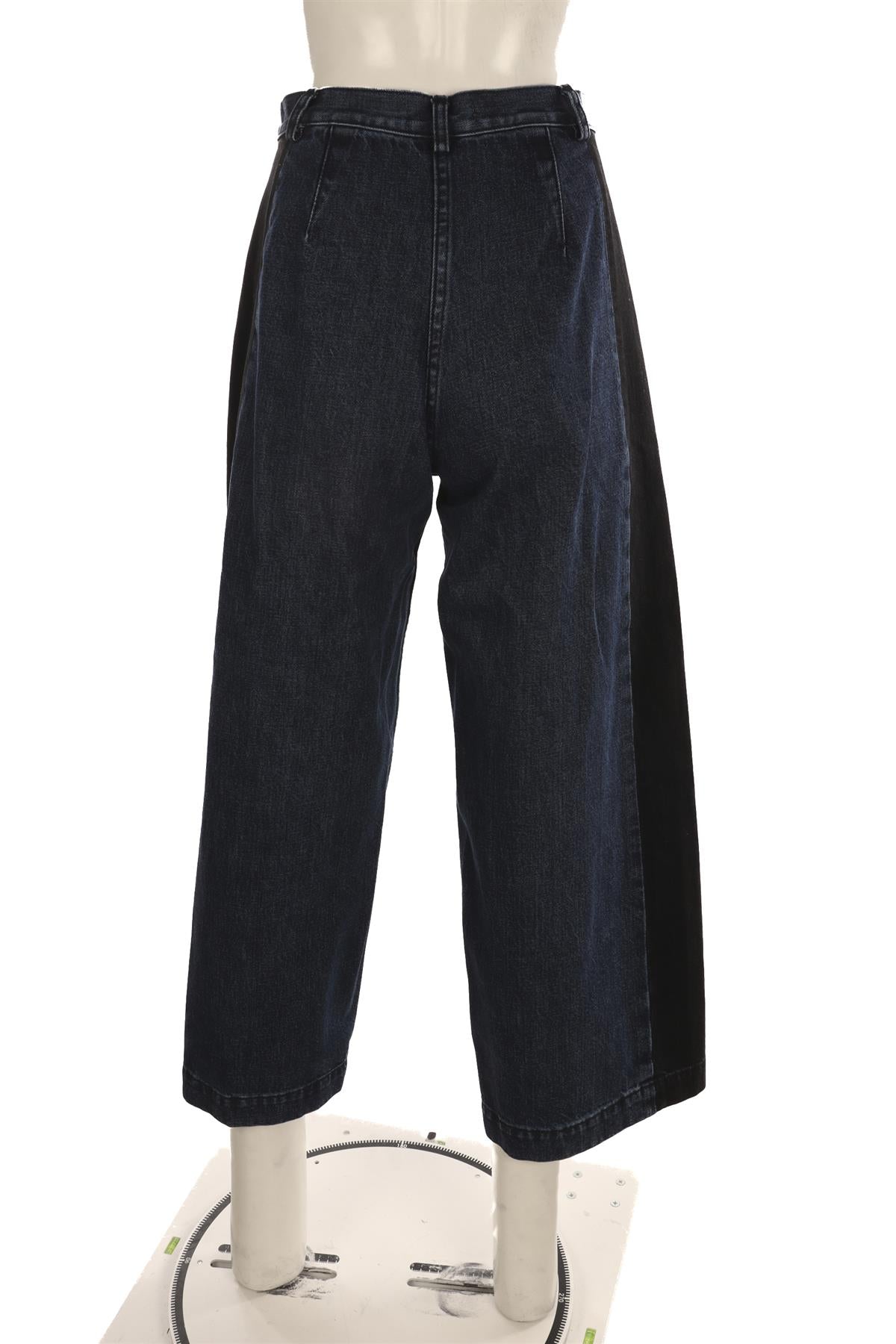 RACHEL COMEY NAVY HIGH RISE WIDE LEG JEANS US 2 UK 6