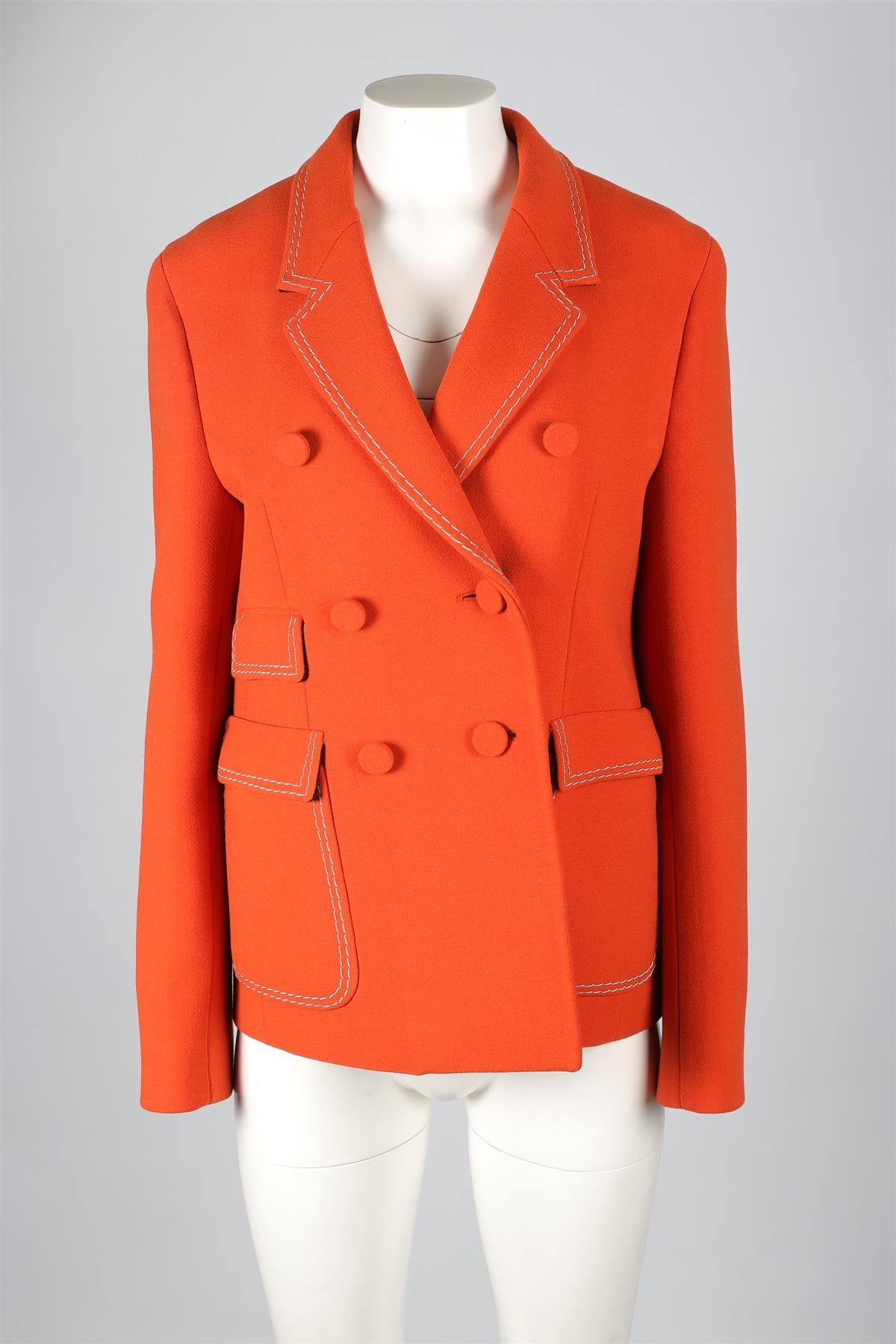 BOTTEGA VENETA ORANGE WOOL BLAZER IT 46 UK 14