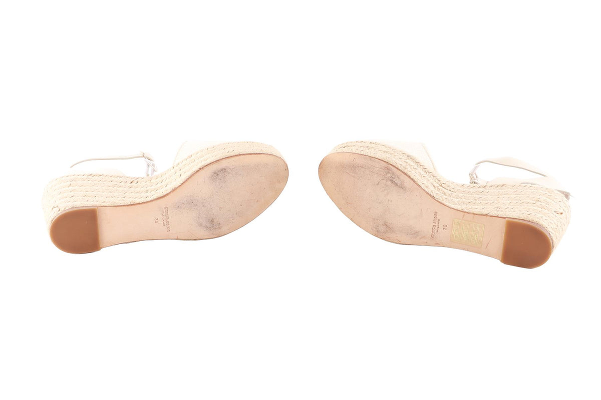 GIORGIO ARMANI CREAM CANVAS WEDGE ESPADRILLES EU 38 UK 5 US 8