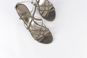 STUART WEITZMAN SILVER FABRIC SANDALS EU 36.5 UK 3.5 US 6.5