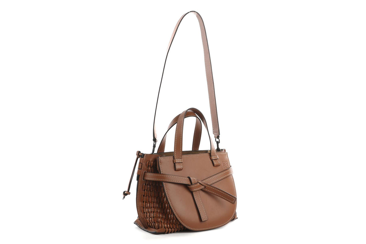 LOEWE BROWN GATE SMALL LEATHER TOTE BAG