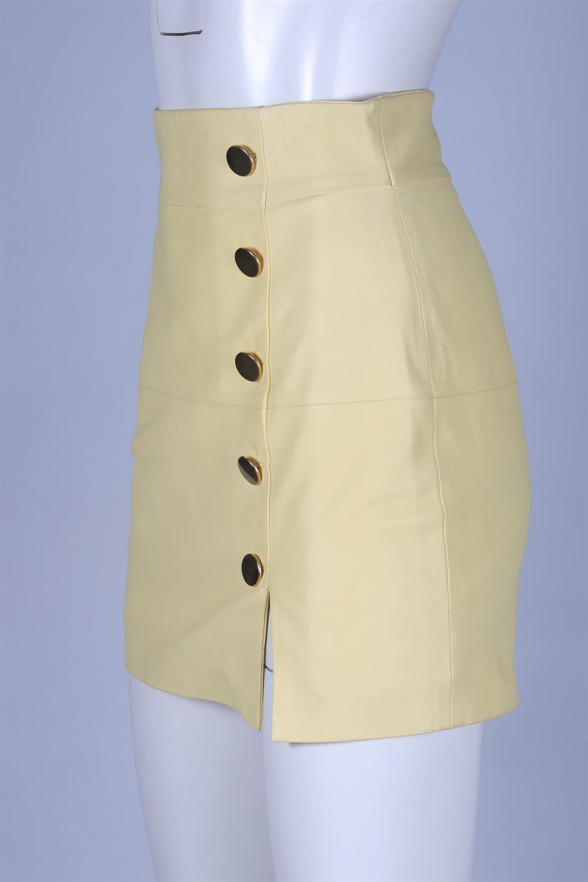 SKIIM YELLOW LEATHER MINI SKIRT FR 36 UK 8